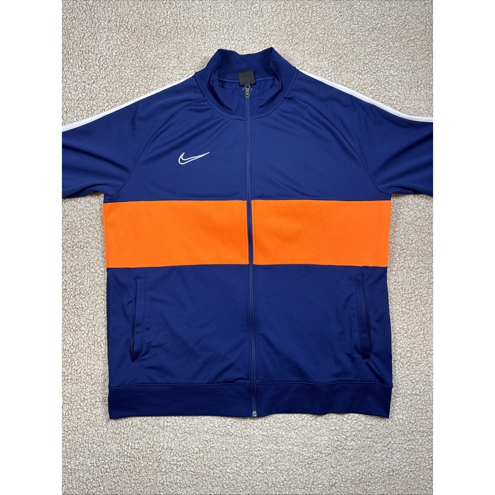 Nike Dri-Fit Full Zip Track Jacket Men's 2XL Blue Orange Striped AV5414-492